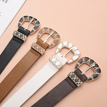 2024韩版小众设计复古腰带女新款牛仔裤装饰棕色星星高级感pu皮带详情3