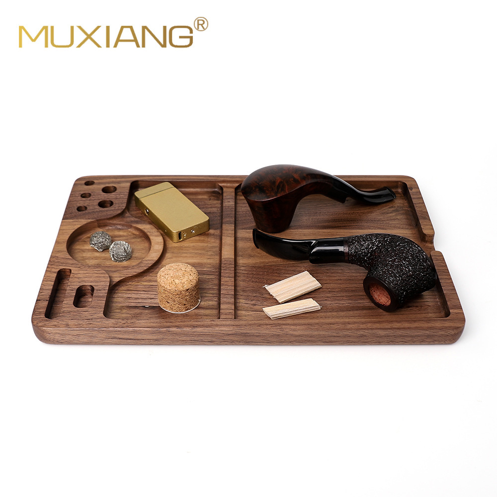 木香卷烟盘黑胡桃木醒草盘Rolling Tray烟丝盘操作烟盘雕刻logo