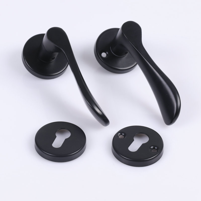 Wooden Door Bedroom Door Lock Round Pressure Lock Interior Door Lock Black Aluminum Alloy Hand Lock Door Lock Mute Lock Handle details Picture