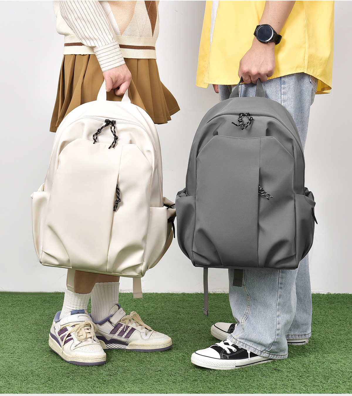 双肩包女大容量学生书包男简约校园背包时尚潮电脑包牛津布旅行袋详情6