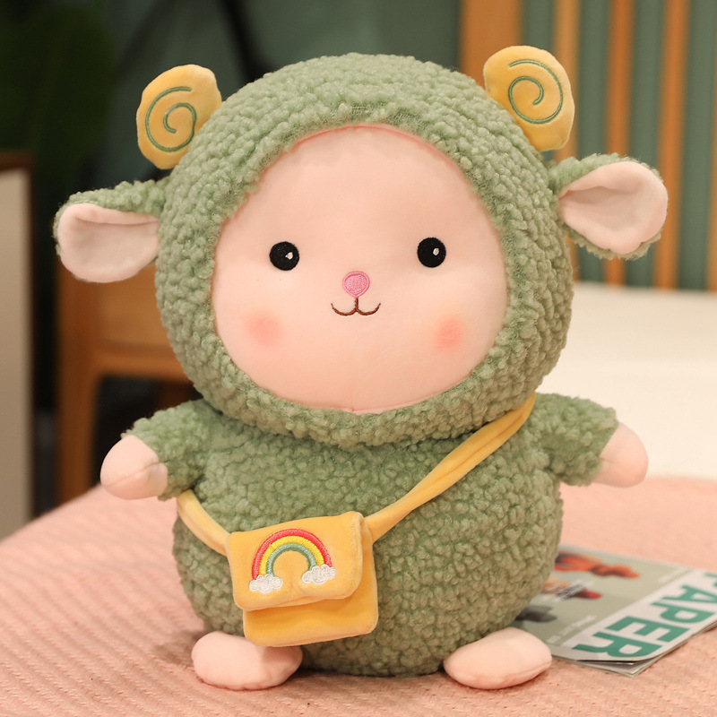 Popular rainbow backpack, little lamb doll, big doll, children's sleeping pillow, girls' large plush toy, cloth doll Specification image