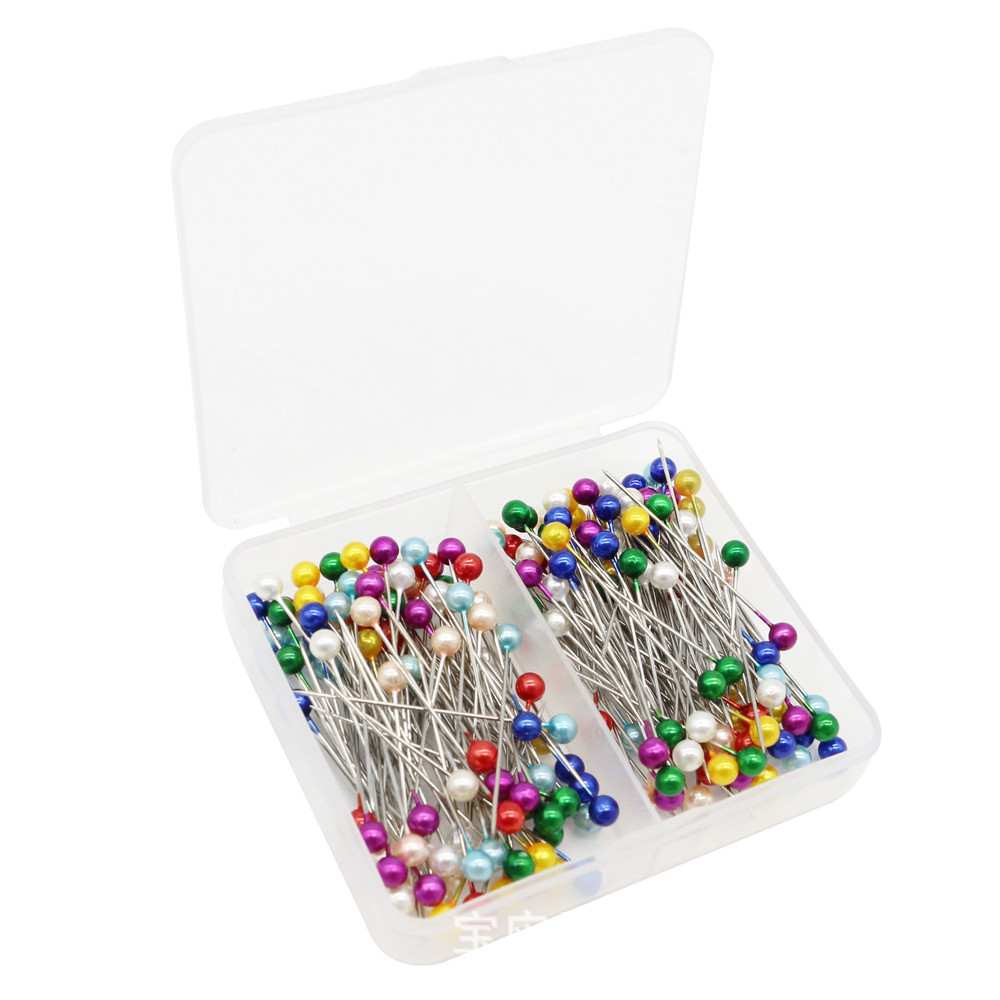 Amazon 200 caja de doble compartimento color pearl needle 38mm largo traje de costura pearl needle details Picture