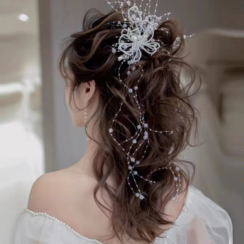 Mori Super Xian Handmade Beaded Fringe Hairpin Styling Advanced Edge Clip Application Scenario