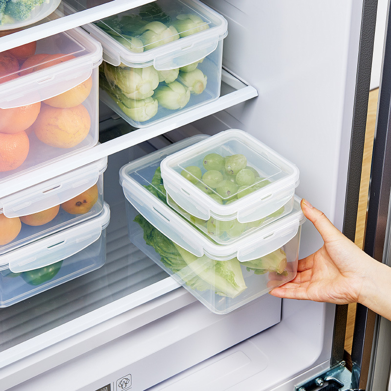 Refrigerator Fresh-Keeping Box Kitchen Food Vegetables And Fruit Storage Device Partition Students Bring Cutlery Bento Box Application Scenario