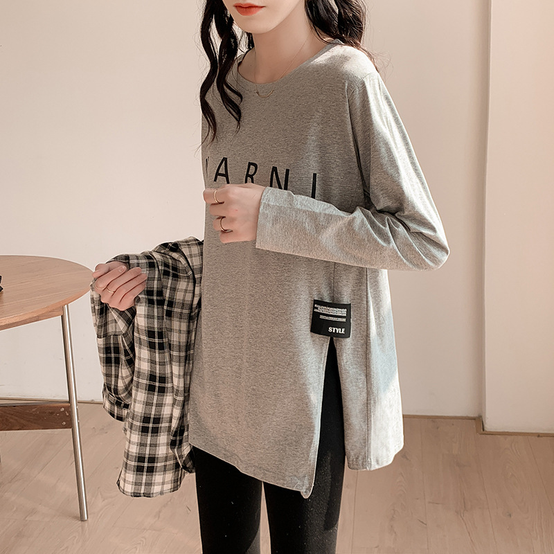 Spring 2022 New Striped Long-Sleeved T-Shirt Hoodie Women Thin Large Size Fashion Casual Loose Women's Base Shirt details Picture