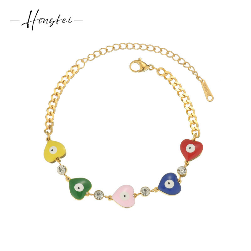 Stainless Steel Ins Style Niche Design Sense Dripping Oil Demon Eye Bracelet Geometric Fashion Personality 100 Hand Accessories