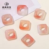 Jingdian jewelry scarlet salt source agate square running ring diy jewelry string pendant accessories loose bead wholesale