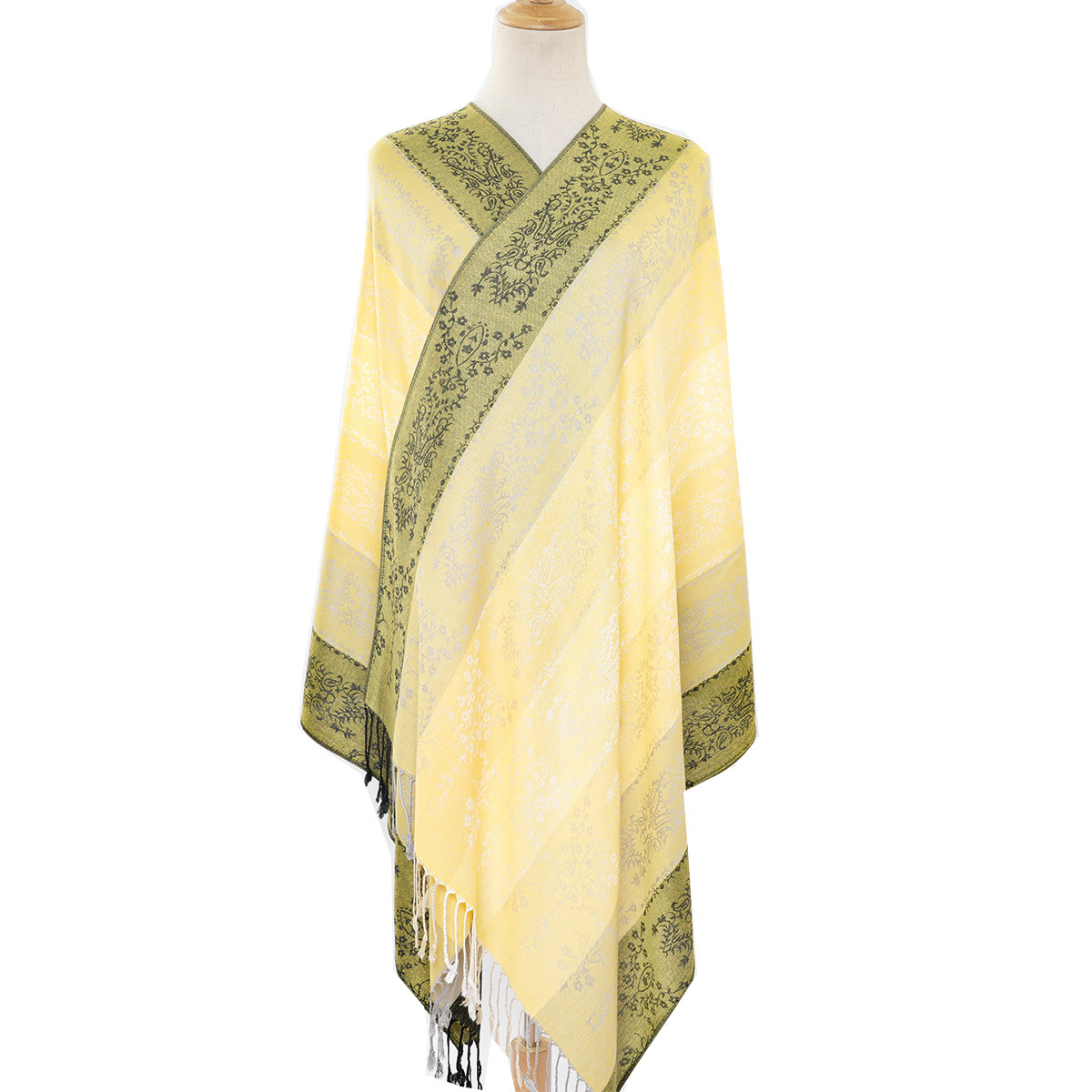 Factory Direct Sales Spring And Autumn New Cashew Jacquard National Wind Short Flow Su Lady Long Scarf Shawl Dual Use Application Scenario