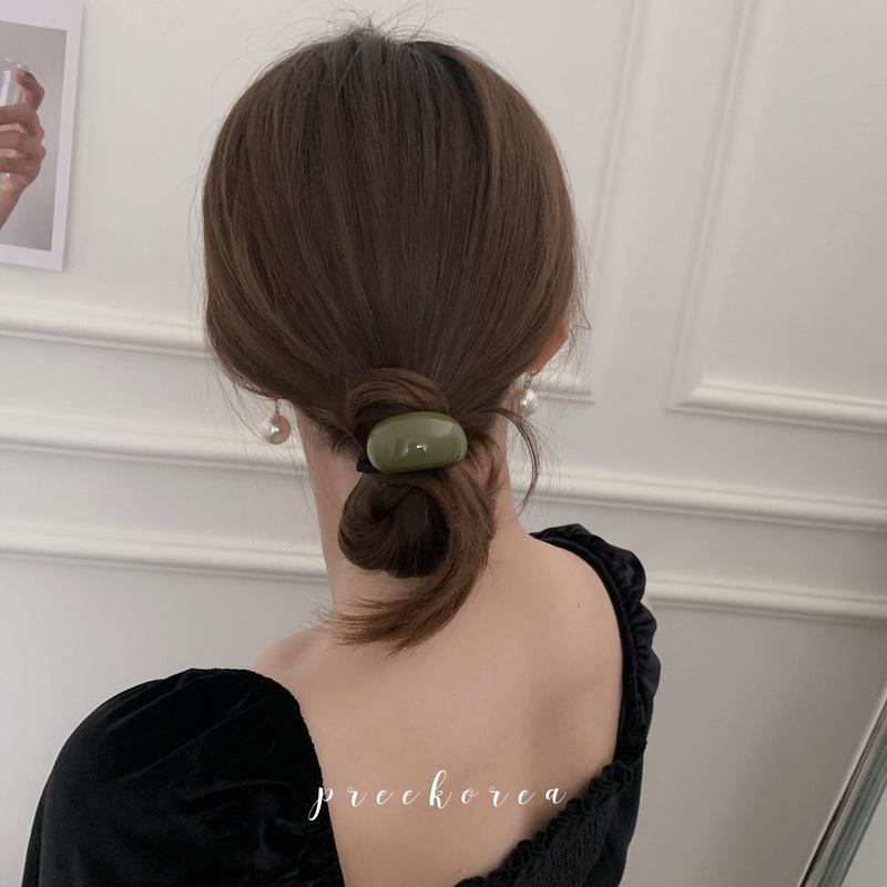South Korea Dongdaemun Minimalist Acrylic Pea Curved Girl Hairband Tied Ponytail Head Rope Irregular details Picture