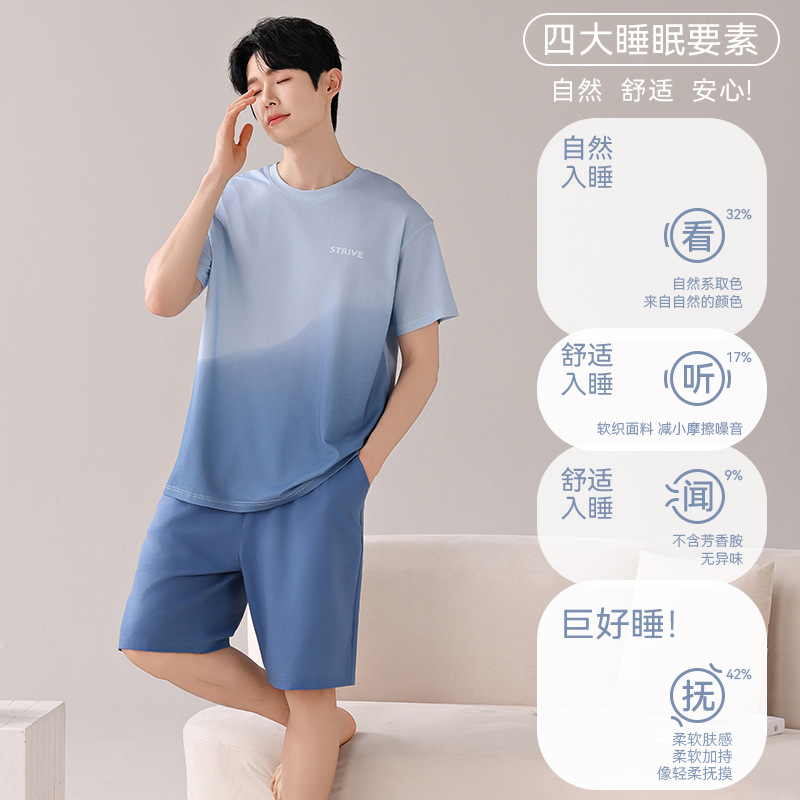 Tencel Modal Pajamas Men's Summer Short sleeves and Shorts 2025 New style Summer plus-size cool Home wear set Specification image