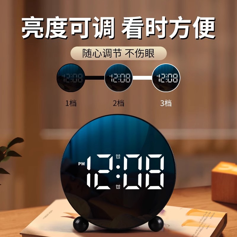 8895跨境闹钟简约电子钟LED时钟家居床头钟表温度钟表塑料时钟细节图