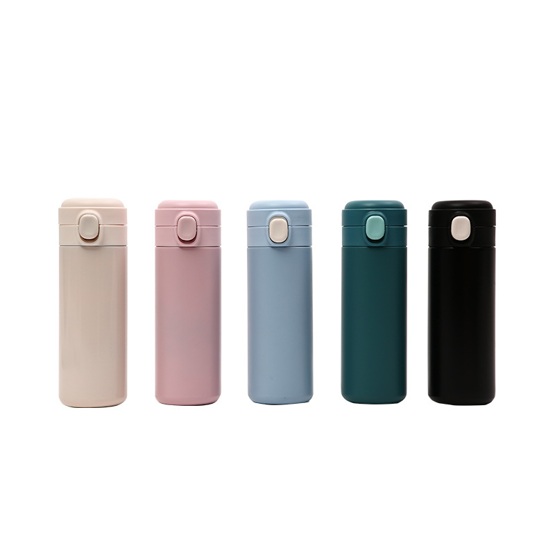 New 304 Stainless Steel Simple Spring Cover Pea Cup Students Small Fresh Mini Portable Thermos Cup Wholesale Item Picture