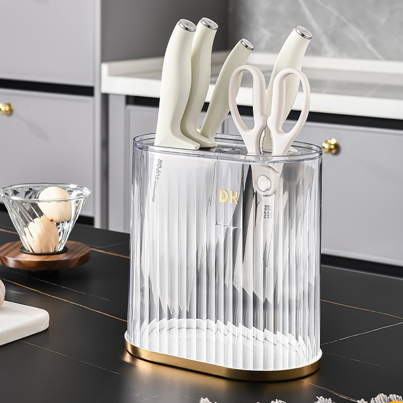 Transparent light luxury knife rack, household countertop, knife storage rack, kitchent-specific integrated draining countertop, new type of storage details Picture