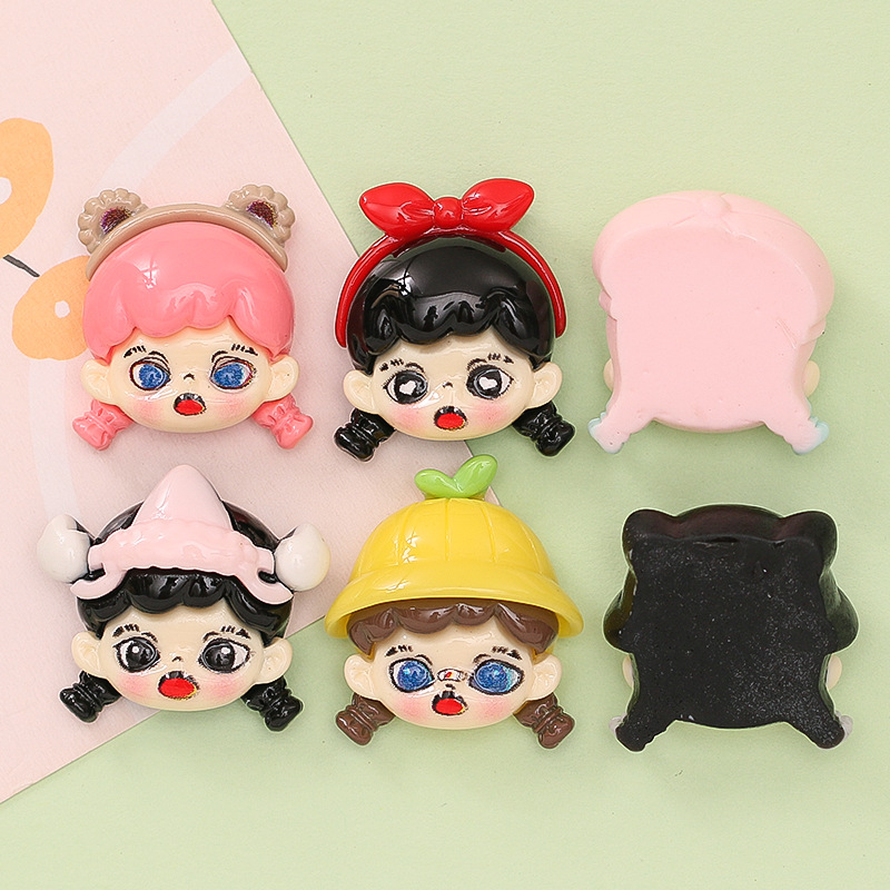 Cute Blind Box Little Girl Head Diy Cream Glue Mobile Phone Shell Hair Accessories Shoe Buckle Resin Accessories Wholesale Application Scenario