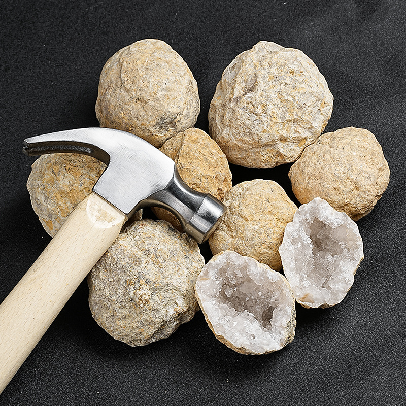 厂家现货白摩洛哥玛瑙洞原石教科标本墨西哥白晶洞摆件办公摆件石