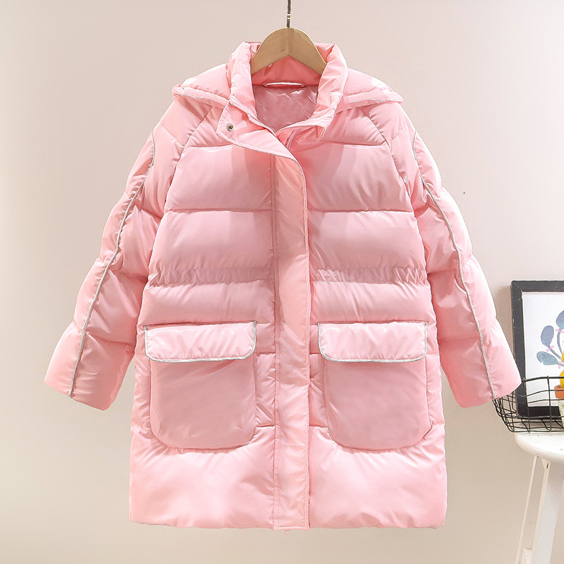 Girls 2023 New Winter Cotton-Padded Coat Plus Long Waist Skirt Padded Jacket Large Children Padded Jacket Fat Fat Application Scenario