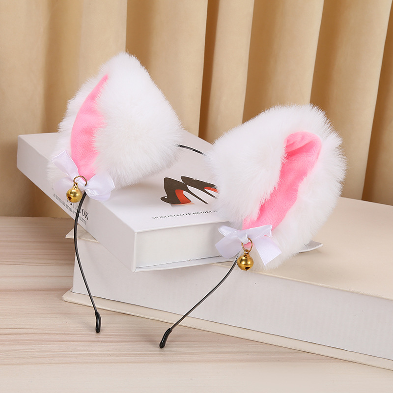 Cute plush cat ear headband autumn and winter new style cat rabbit ear fox beast ear sexual sensation female anchor bell headwear Specification image