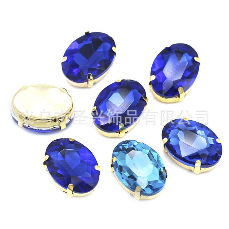 厂家直销/椭圆水晶爪钻/玻璃手缝钻白底实物图