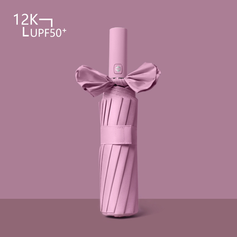 New 12-bone black rubber fully automatic umbrella folding business umbrella three-fold sunshade and protection 嗮 sun umbrella advertising umbrella details Picture