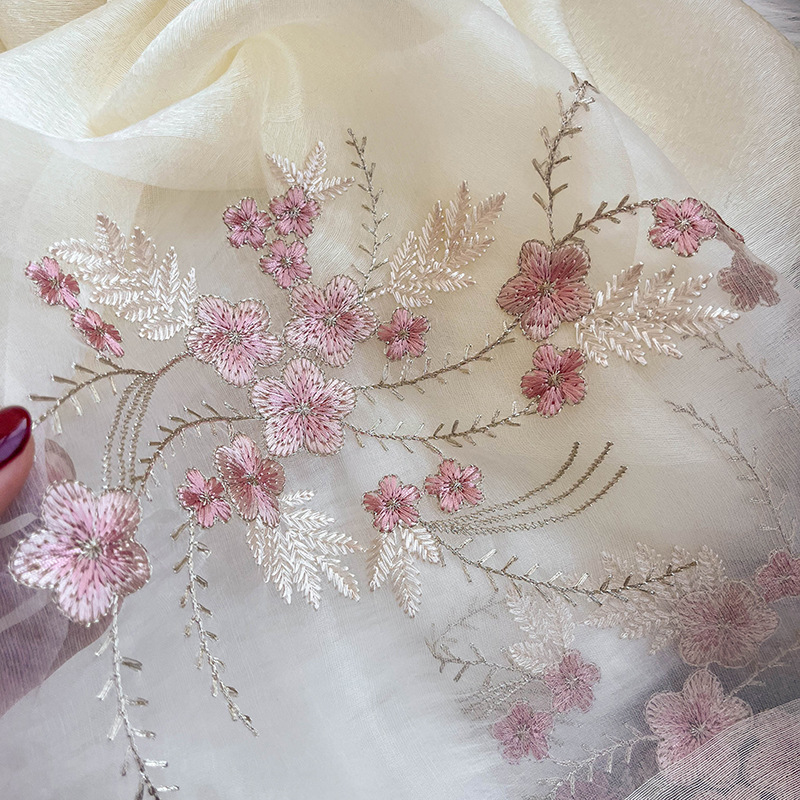 Hangzhou Silk Wool Embroidered Silk Scarf Women's Spring Silk Silk Jasmine Embroidered Scarf With All Kinds Of Cheongsam Shawls Specification drawing