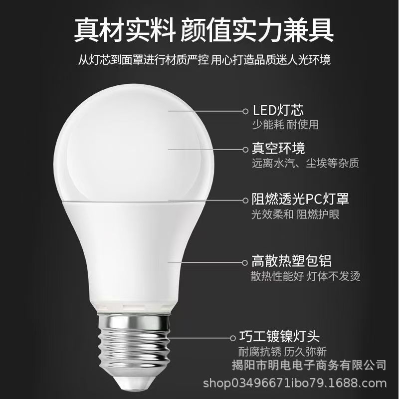 Foshan Lighting led bulb energy-saving home and commercial ultra-bright e27 screw lamp chandelier eye-protecting e14 screw bulb Specification image
