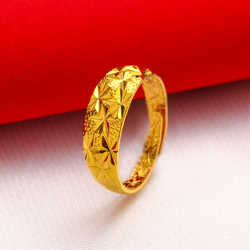 2021 new live-streamed 24K simulated gold jewelry for women, rose ring, Vietnamese sand gold ring wholesale Item Picture