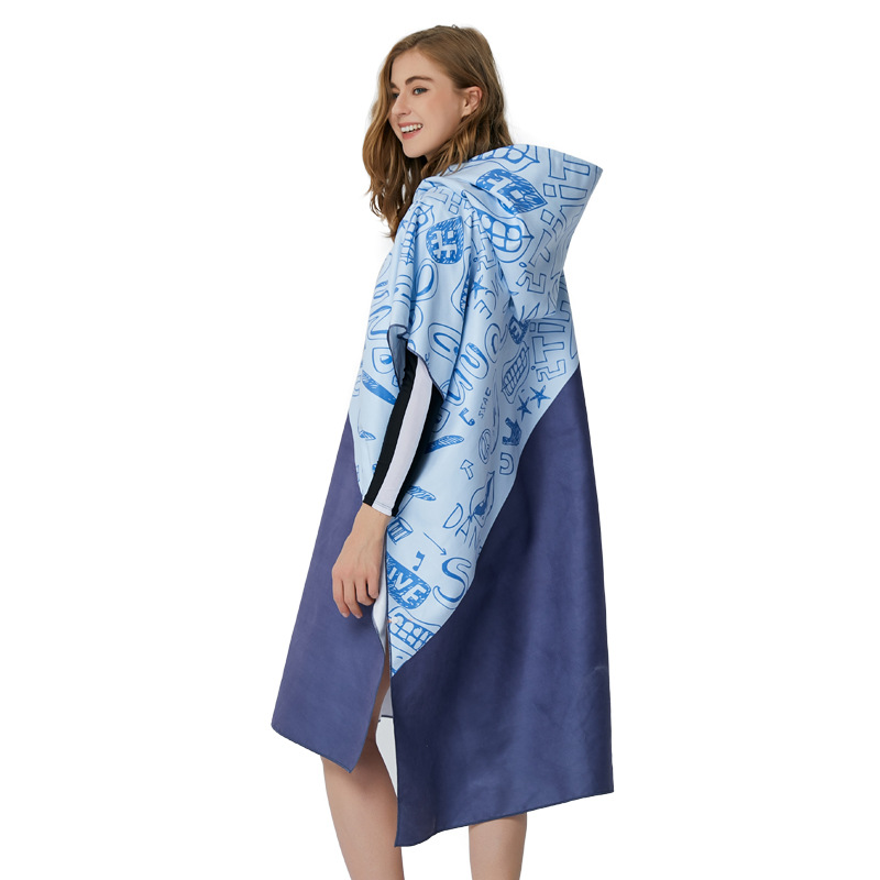 Microfiber Hooded Adult Bath Towel Quick-Drying Absorbent Beach Towel Double-Sided Fleece Cloak Changing Bathrobe Item Picture