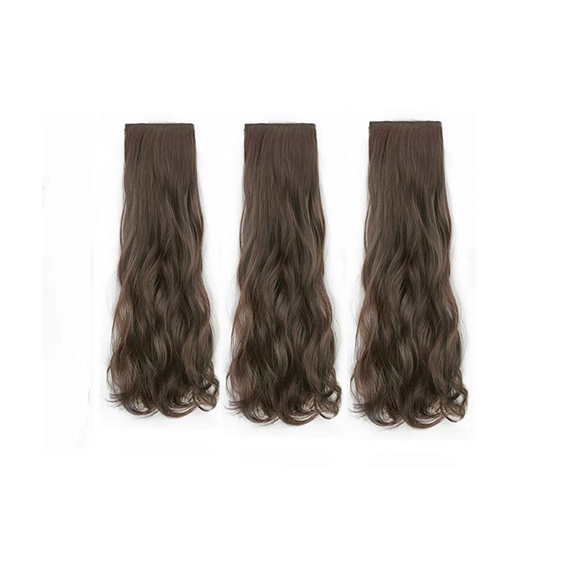 Thin wig piece curly hair three pieces of shaggy hair increase invisible hair extensions can be tied into a ponytail wig female long hair Item Picture