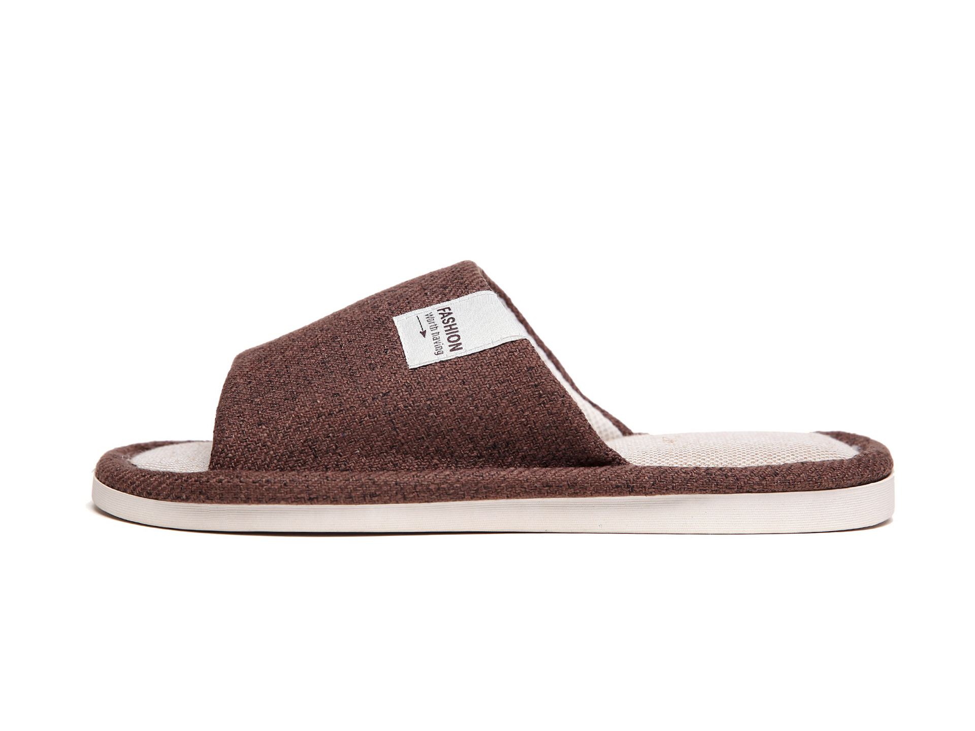 四季亚麻拖鞋白底实物图