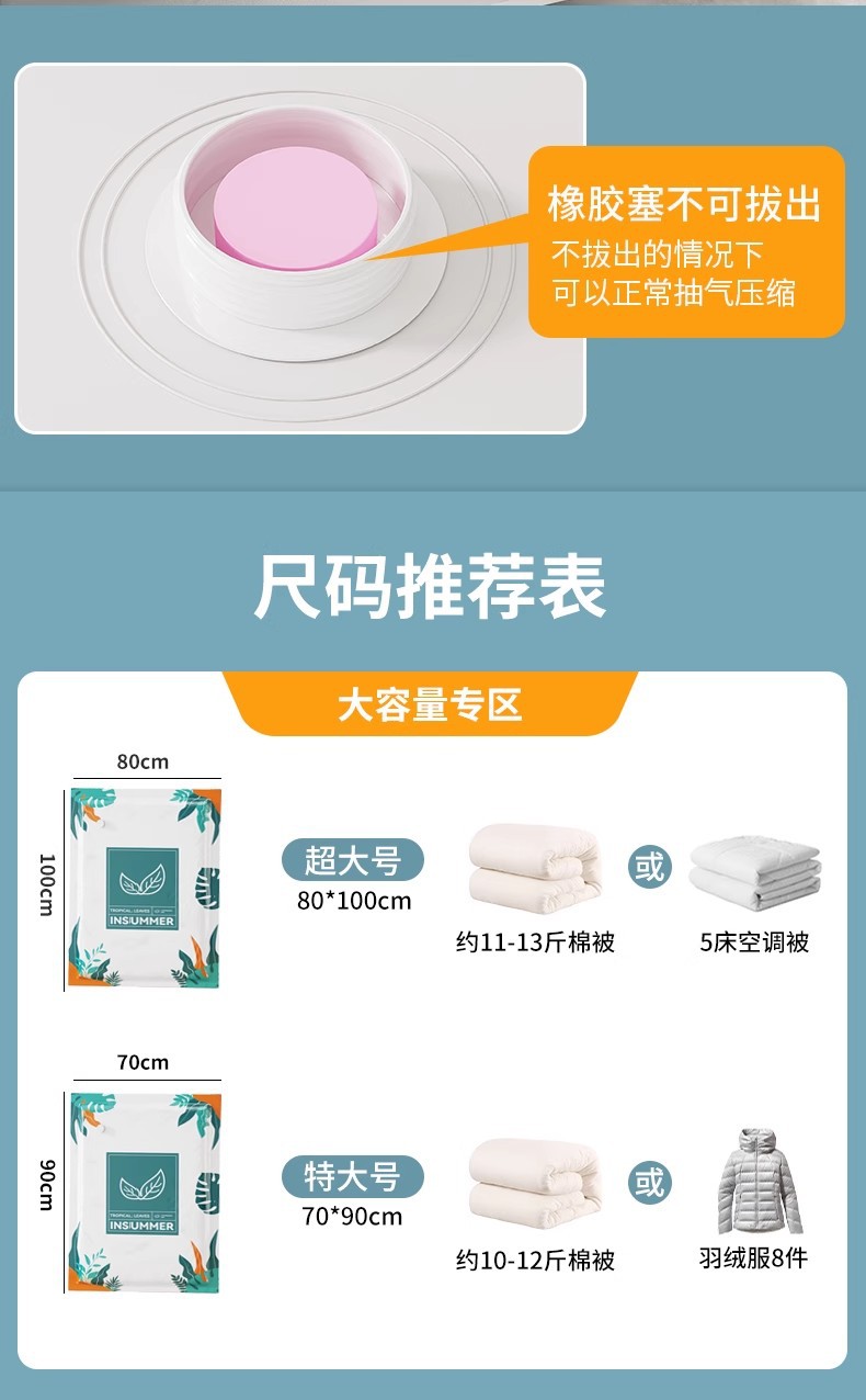 真空压缩收纳袋衣服被子衣柜行李箱旅行包羽绒服棉被专用密封袋子详情3