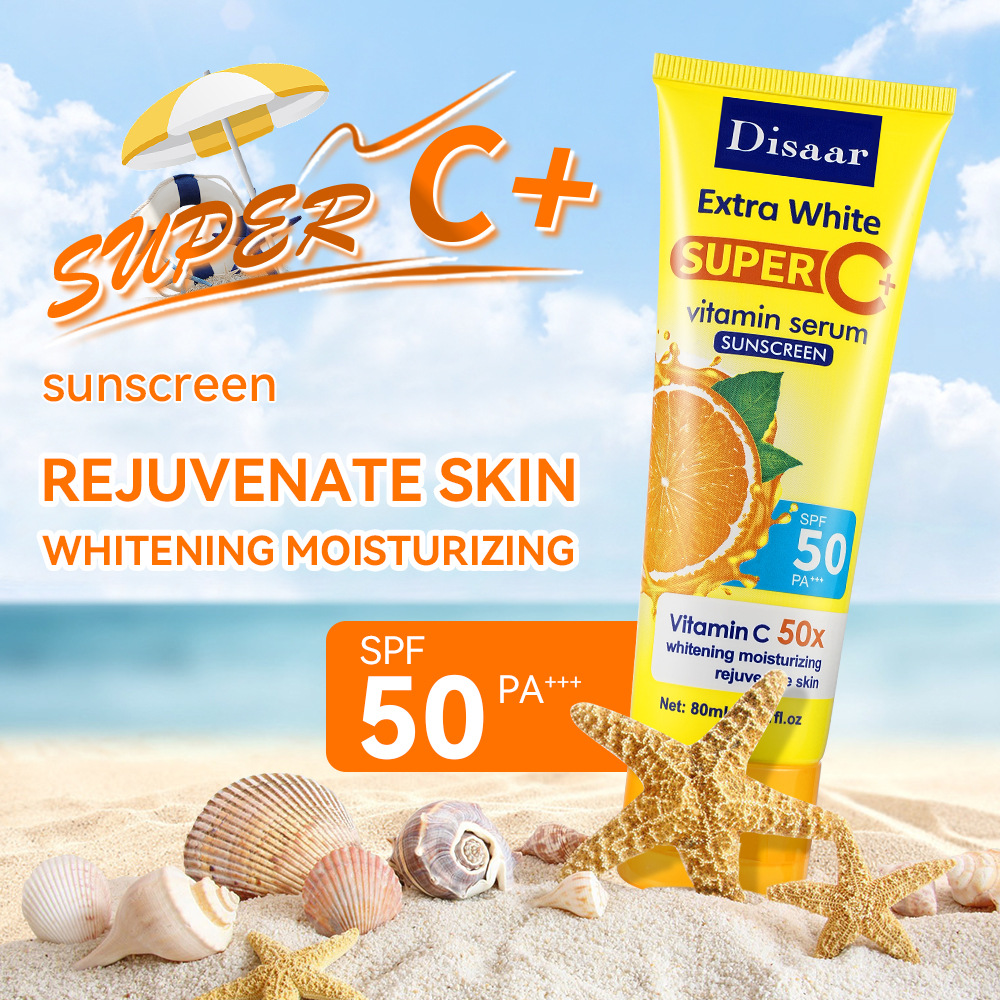 disaar跨境C+维生素防晒霜滋润提亮高倍隔离防晒乳批发Sunscreen图