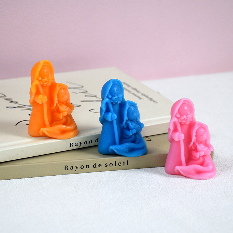 Cross-border new religious Nativity mold DIY drop glue family scented candle silicone mold
