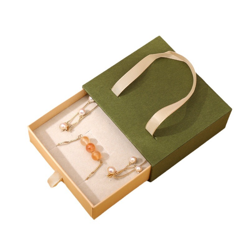 Drawer-style portable jewelry box packaging, jewelry bracelet packaging box, ring, earring, pendant storage and display box Item Picture