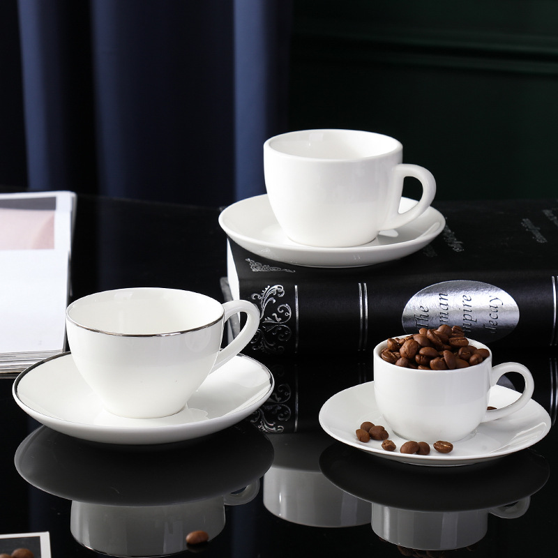 厂家直销酒店陶瓷 咖啡杯碟 红茶杯有耳杏式杯碟 广告杯礼品杯
