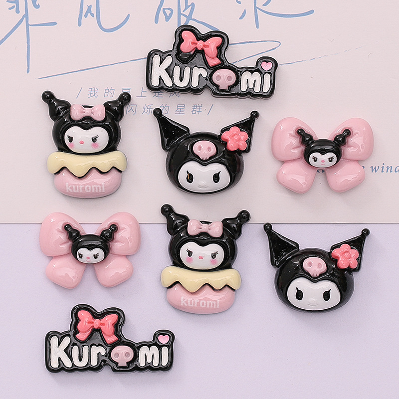 Bright Face Cartoon Black Mi Mi Diy Mobile Phone Case Hair Accessories Cream Glue Manual Material Resin Accessories Wholesale details Picture