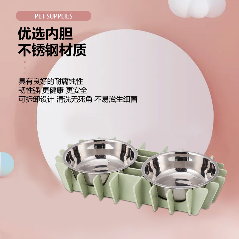 Pet bowls, cat bowls, pet food utensils, DIY pet inserts, stainless steel double bowls, food bowls, dog bowls, cat bowls details Picture