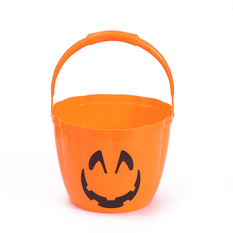 Halloween Children Carrying Candy Bucket Easter Atmosphere Decorative Bucket Carrying Plastic Light-Up Scare Prop Bucket
