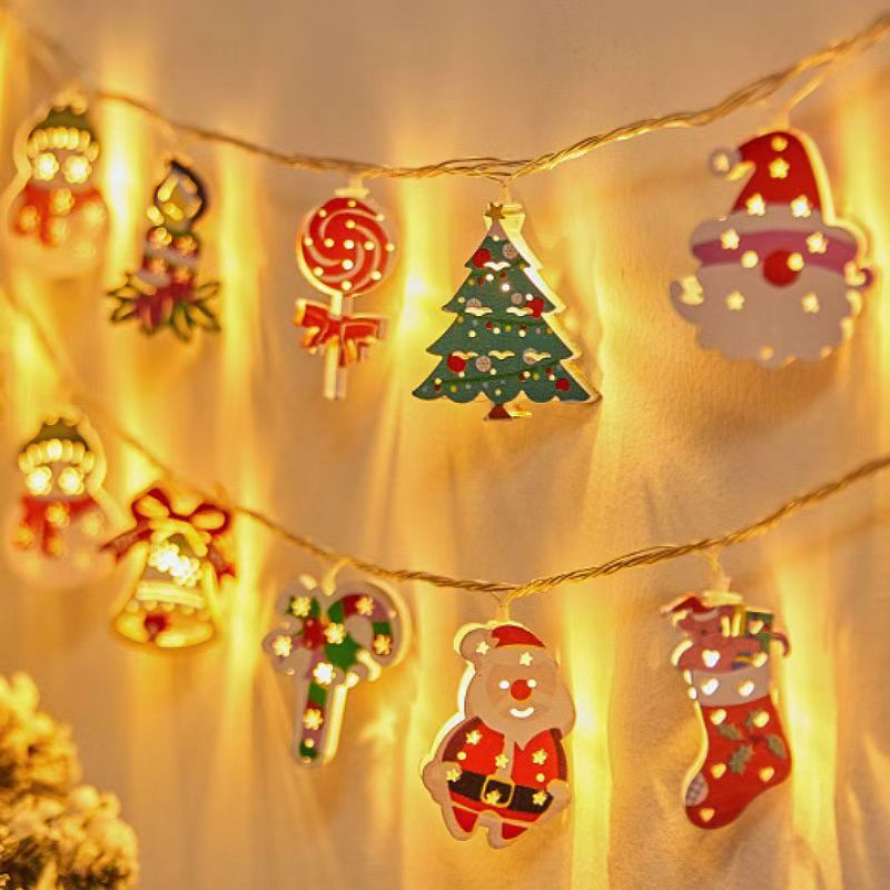 Christmas decorative lighting, ambient lights, bedroom Christmas tree, old man, snowflake, little deer, starry sky, iron string of lights full figure