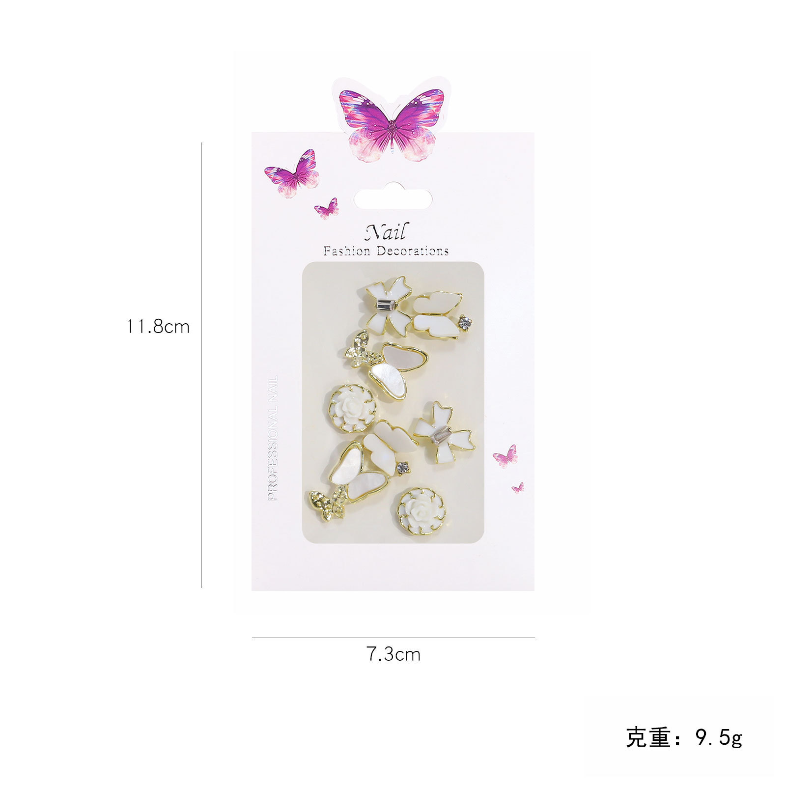 Wholesale of new Japanese-style nail art accessories with a small chanel-style heart bow chain and alloy packaging Item Picture