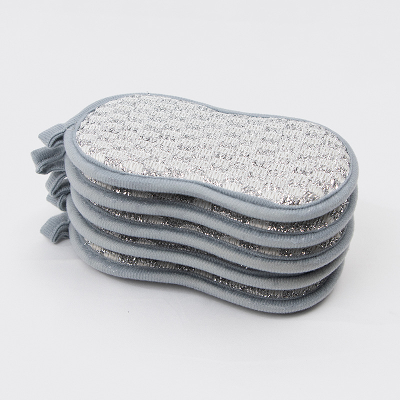 Wholesale of cross-border thickened silver thread sponge cleaning blocks, kitchen multi-functional double-sided dishwashing scrubs, water-absorbing and oil-removing cleaning cloths Item Picture