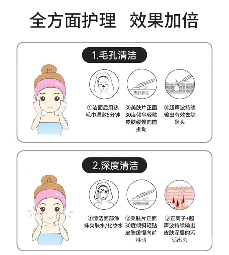 去黑头仪ems微电流铲皮机美容仪家用脸部黑头铲毛孔清洁吸出神器详情16