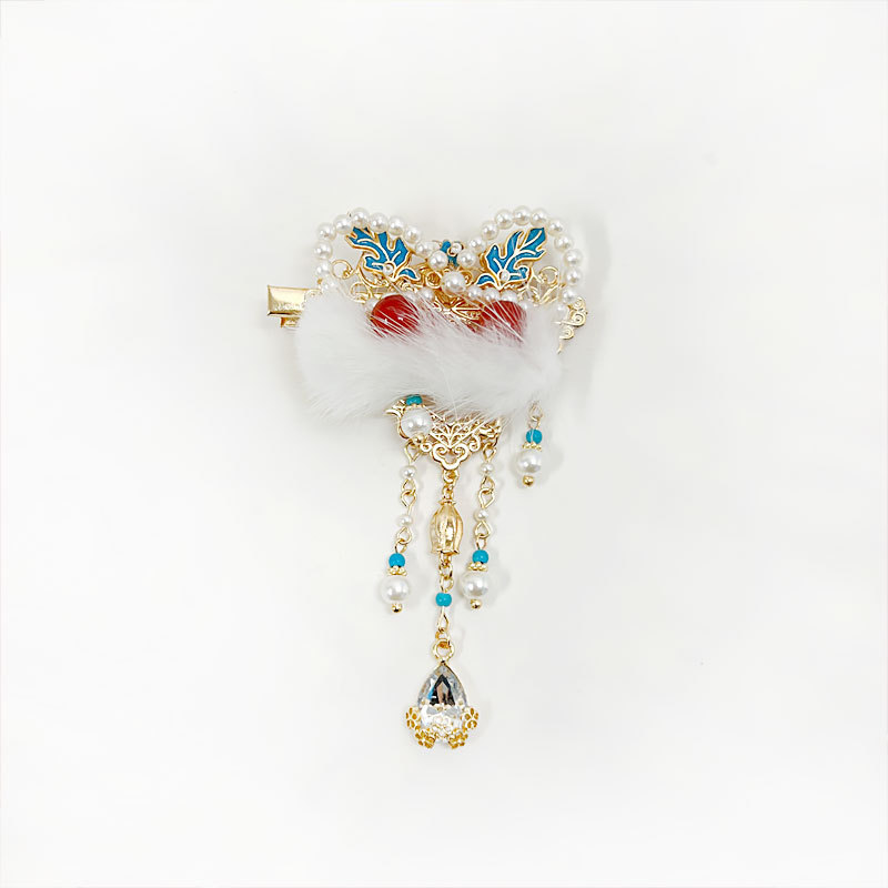 Lion Lion Tassel New Year Hairpin Side Clip Back Head Clip Hanfu Daily Accessories Cute Red Headdress New Year Item Picture