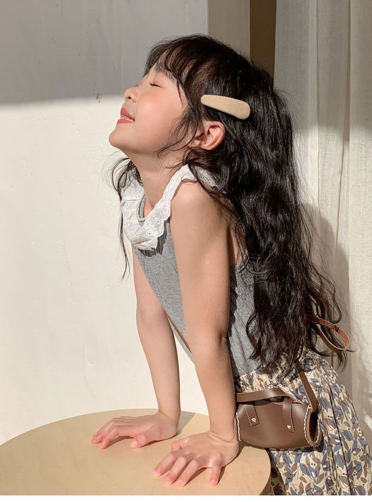 Summer lace vest T-shirt for girls, sweet and thin lace sleeveless top with ruffles for children and babies, versatile and trendy pic 24