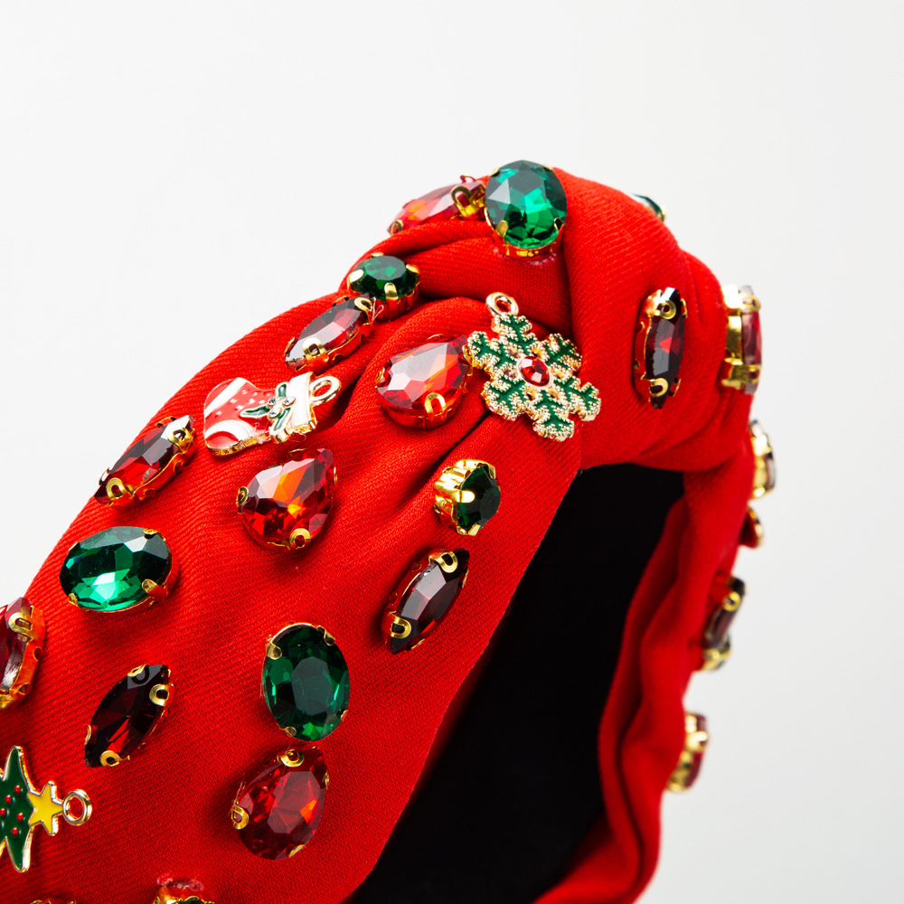 Cross-Border Sales Of Explosive Christmas Headband In The Middle Of The Hand-Stitched Christmas Tree Snow Headband Baroque Headband details Picture