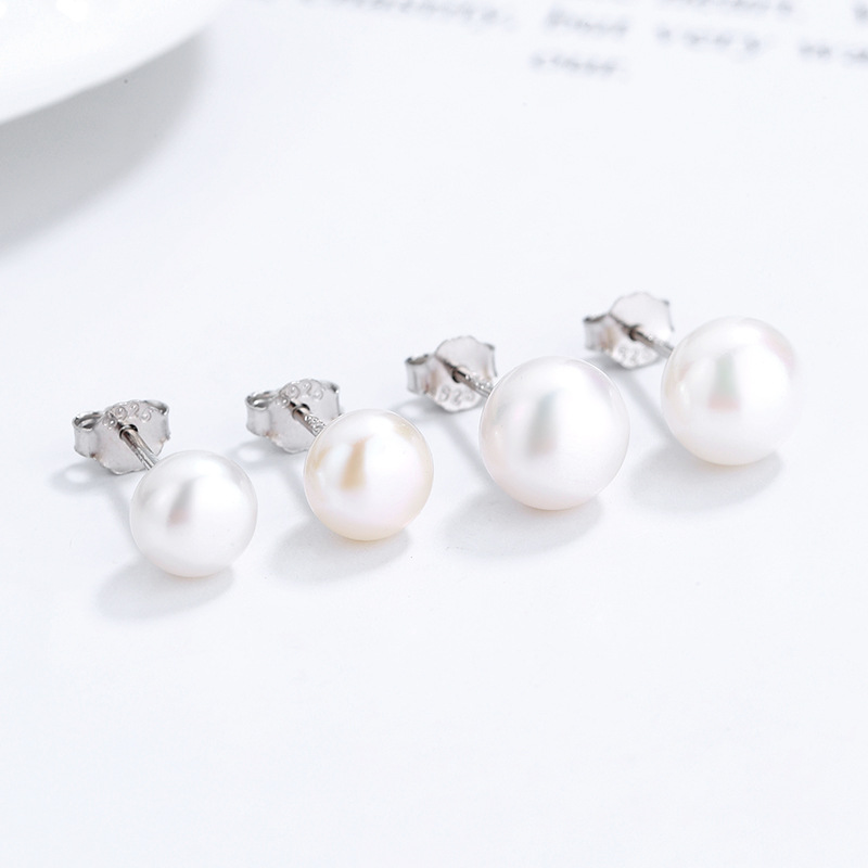 Natural Freshwater Pearl Stud Earrings For Women Simple 925 Sterling Silver Ins Small Exquisite Bread Bead Bone Stud Earrings Jewelry Specification drawing