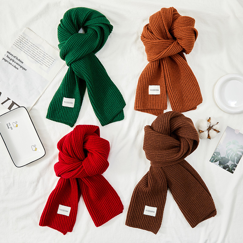 红色毛线围巾女冬季氛围感韩版百搭学生冬天保暖纯色加厚针织围脖详情18