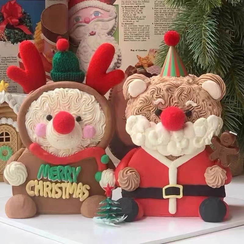 韩国圣诞节烘培蛋糕装饰圣诞小熊圣诞快乐毛线麋鹿角鼻子小帽子详情图3