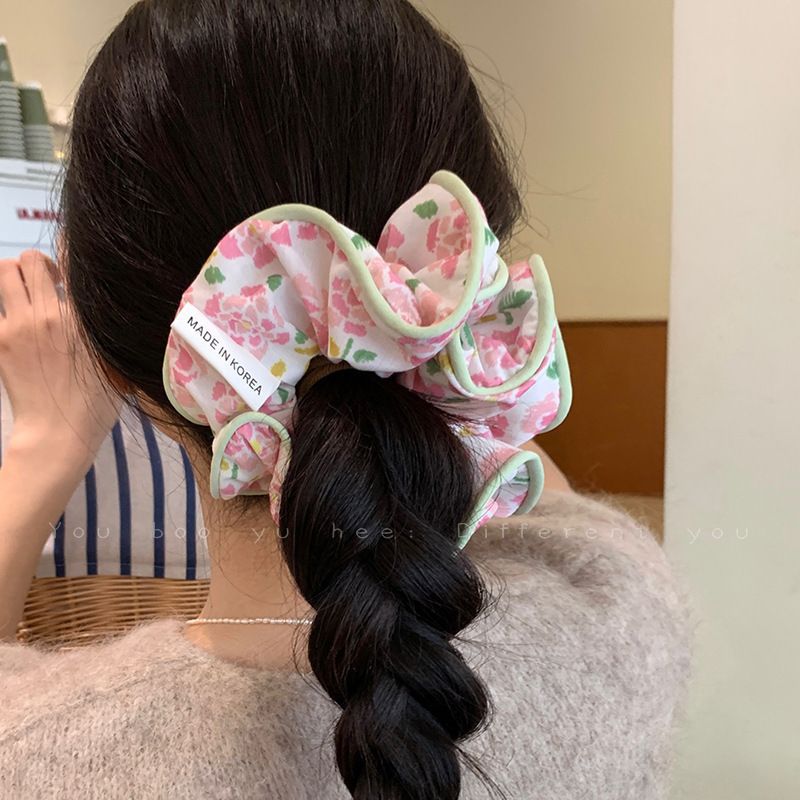 Mori Department Xian Beauty Floral Large Hair Circle Female 2023 New Style Of Bun Head Temperament Head Rope Summer Simple Headwear Specification drawing