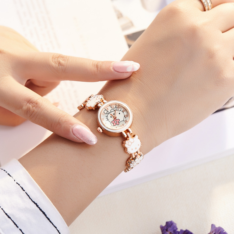 The new KT Cat watch for women is a fashionable and cute children's bracelet steel band watch and an electronic quartz watch for women and students Specification image