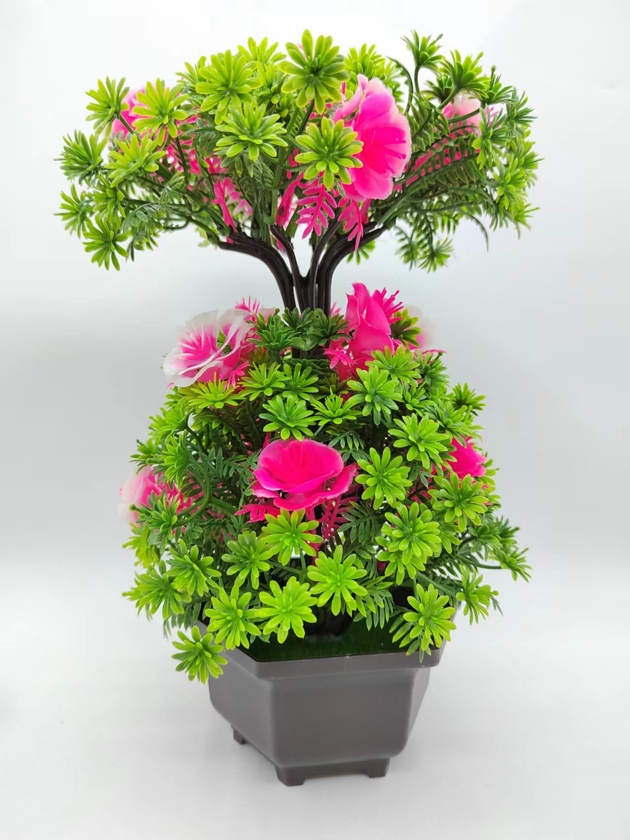 Hongsheng Simulation Process Features Double Layer Simulation Rose Tree Green Plant Interior Decoration Application Scenario
